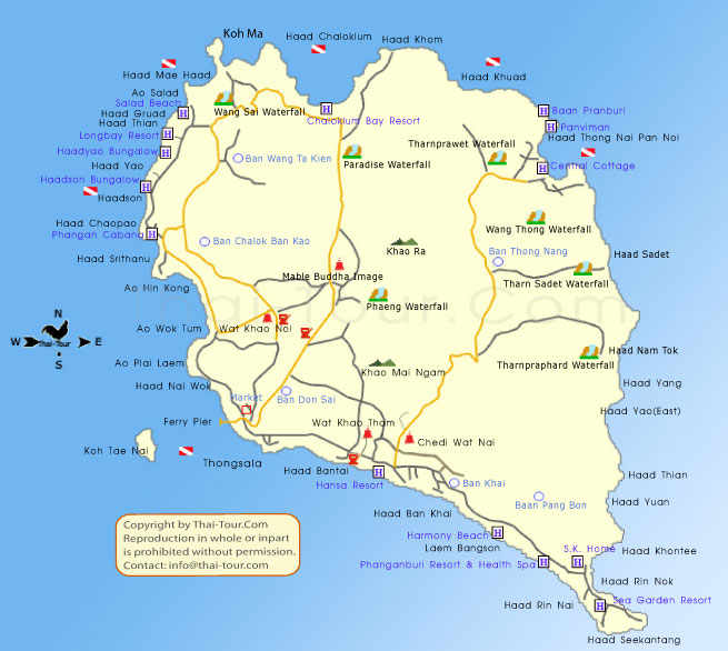 แผนที่เดินทางไปเกาะพงัน